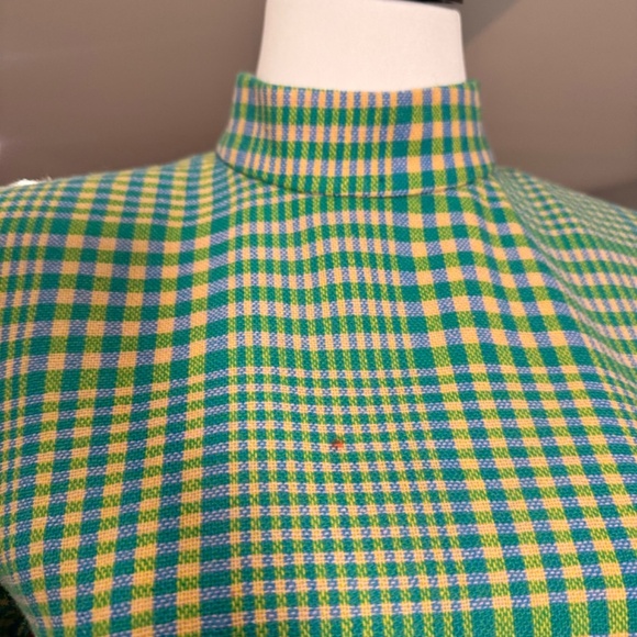 Tibi Sterling green plaid wool dress mock neck size 2 - Picture 3 of 8